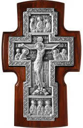 Крест настенный гальванический с серебрением 18 см, арт КСТ-012