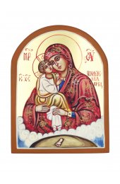 Икона Божья Матерь Почаевская рукописная арка 10 на 13, арт ИРГ-248