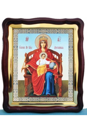 Храмовая икона Божья Матерь Державная в фигурном киоте с багетом 43 Х 50 см, арт ХБИ-008