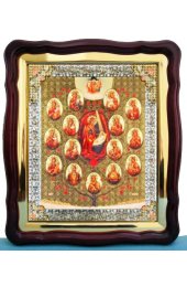 Храмовая икона Древо Пресвятой Богородицы в фигурном киоте с багетом 43 Х 50 см, арт ХБИ-010