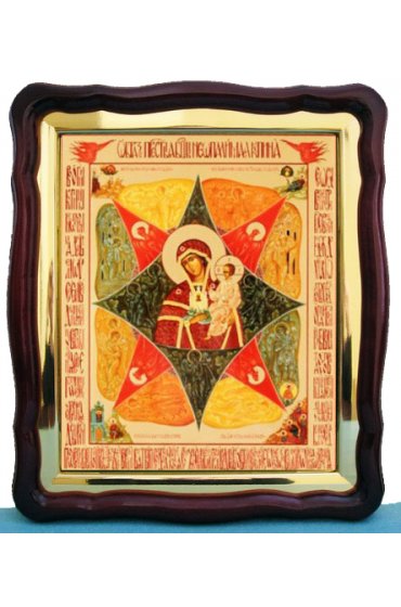 Храмовая икона Божья Матерь Неопалимая Купина в фигурном киоте с багетом 43 Х 50 см, арт ХБИ-022