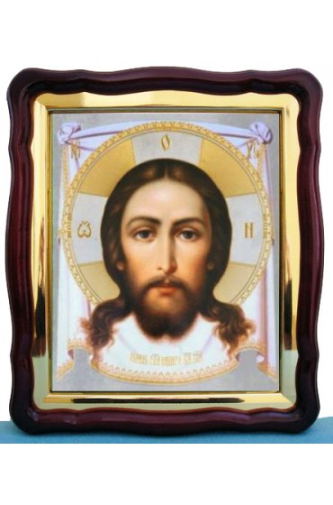 Храмовая икона Спас Нерукотворный в фигурном киоте с багетом 43 Х 50 см, арт ХБИ-054