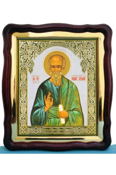 Храмовая икона Иоанн Богослов в фигурном киоте с багетом 43 Х 50 см, арт ХБИ-067