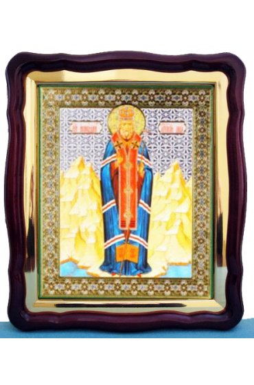 Храмовая икона Лука Крымский в фигурном киоте с багетом 43 Х 50 см, арт ХБИ-069