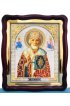 Храмовая икона Николай Чудотворец в фигурном киоте с багетом 43 Х 50 см, арт ХБИ-079