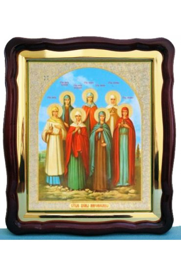 Храмовая икона Жены мироносицы в фигурном киоте с багетом 43 Х 50 см, арт ХБИ-083