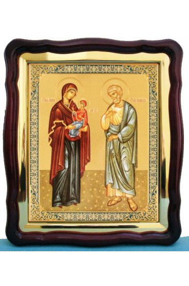 Храмовая икона Иоаким и Анна праведные в фигурном киоте с багетом 43 Х 50 см, арт ХБИ-084