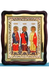 Храмовая икона Гурий Самон и Авив в фигурном киоте с багетом 43 Х 50 см, арт ХБИ-089