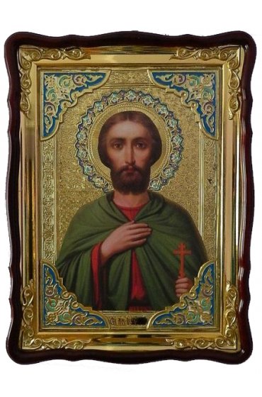 Храмовая икона Анатолий Мученик в фигурном киоте 60 Х 80 см, арт ХБИ-109
