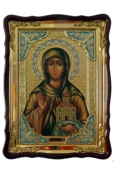 Храмовая икона Ангелина Сербская Мученица в фигурном киоте 60 Х 80 см, арт ХБИ-111