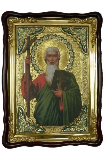 Храмовая икона Андрей Первозванный Апостол в фигурном киоте 60 Х 80 см, арт ХБИ-118