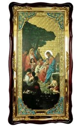 Храмовая икона Благословение детей ростовая в фигурном киоте 61 Х 112  см, арт ХБИ-145