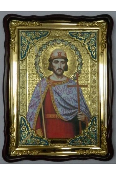 Храмовая икона Борис в фигурном киоте 60 Х 80 см, арт ХБИ-148