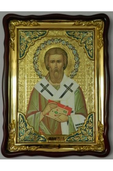 Храмовая икона Валентин Мученик в фигурном киоте 60 Х 80 см, арт ХБИ-153