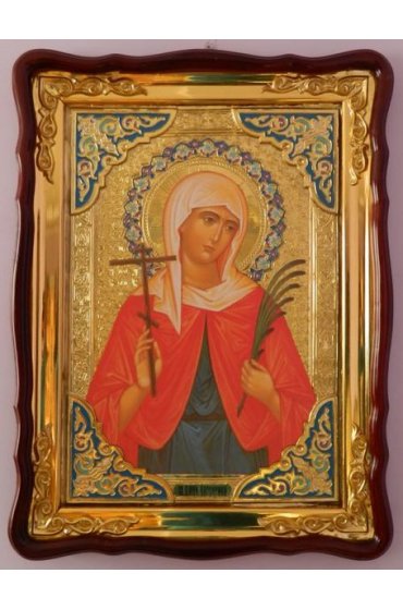 Храмовая икона Валентина Мученица в фигурном киоте 60 Х 80 см, арт ХБИ-154