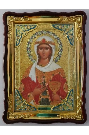 Храмовая икона Варвара Мученица в фигурном киоте 60 Х 80 см, арт ХБИ-158