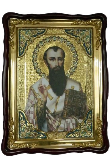 Храмовая икона Василий Великий в фигурном киоте 60 Х 80 см, арт ХБИ-160