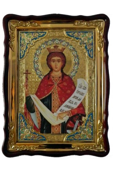 Храмовая икона Екатерина Мученица в фигурном киоте 60 Х 80 см, арт ХБИ-206