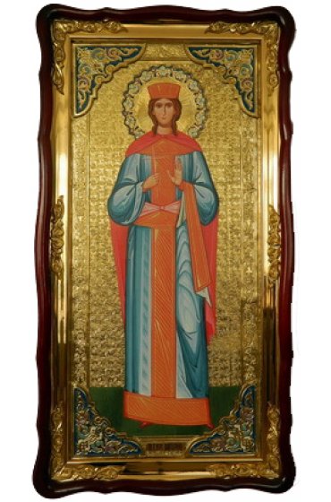 Храмовая икона Екатерина Мученица ростовая в фигурном киоте 61 Х 112 см, арт ХБИ-207