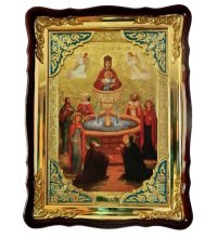 Храмовая икона Божья Матерь Живоносный Источник в фигурном киоте 60 Х 80 см, арт ХБИ-213