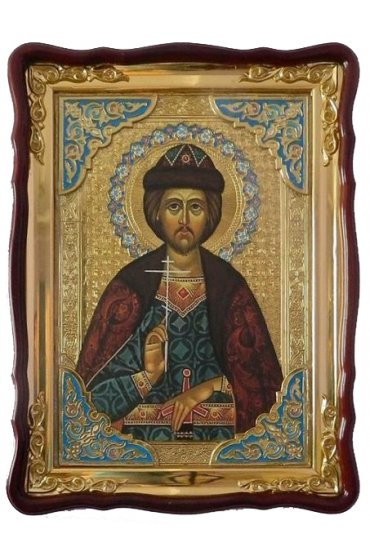 Храмовая икона Игорь благоверный Князь в фигурном киоте 60 Х 80 см, арт ХБИ-219