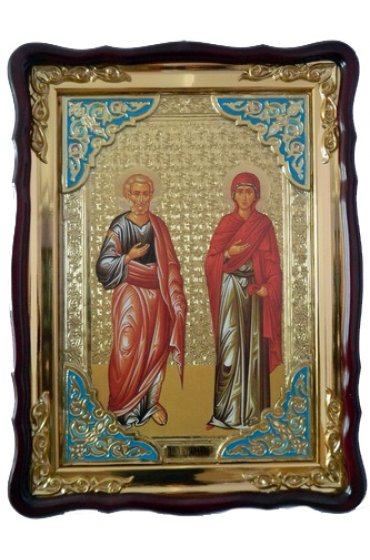 Храмовая икона Иоаким и Анна праведные в фигурном киоте 60 Х 80 см, арт ХБИ-226
