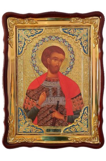 Храмовая икона Иоанн Воин в фигурном киоте 60 Х 80 см, арт ХБИ-228