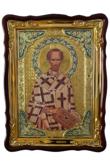 Храмовая икона Иоанн Златоуст в фигурном киоте 60 Х 80 см, арт ХБИ-230