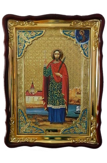 Храмовая икона Иоанн Сочавский в фигурном киоте 60 Х 80 см, арт ХБИ-234