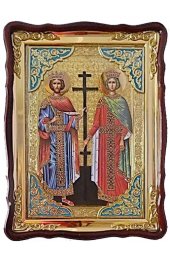 Храмовая икона Константин и Елена Равноапостольные в фигурном киоте 60 Х 80 см, арт ХБИ-245