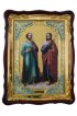Храмовая икона Косма и Дамиан Бессеребреники в фигурном киоте 60 Х 80 см, арт ХБИ-247