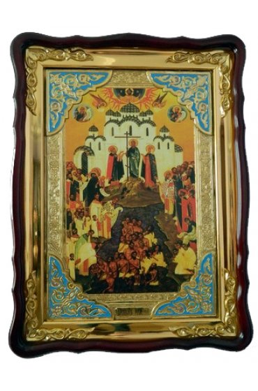 Храмовая икона Крещение Руси в фигурном киоте 60 Х 80 см, арт ХБИ-248