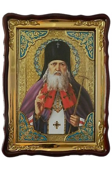 Храмовая икона Лука Крымский в фигурном киоте 60 Х 80 см, арт ХБИ-256