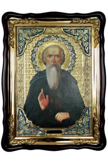 Храмовая икона Никола Печерский в фигурном киоте 60 Х 80 см, арт ХБИ-278