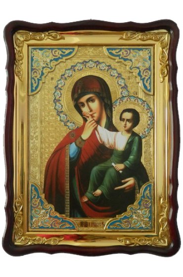 Храмовая икона Божья Матерь Отрада и Утешение в фигурном киоте 60 Х 80 см, арт ХБИ-285