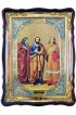 Храмовая икона Гурий, Самон и Авив в фигурном киоте 60 Х 80 см, арт ХБИ-307