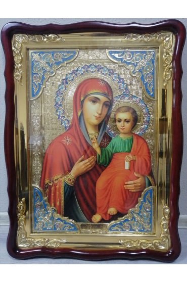 Храмовая икона Божья Матерь Смоленская в фигурном киоте 60 Х 80 см, арт ХБИ-318