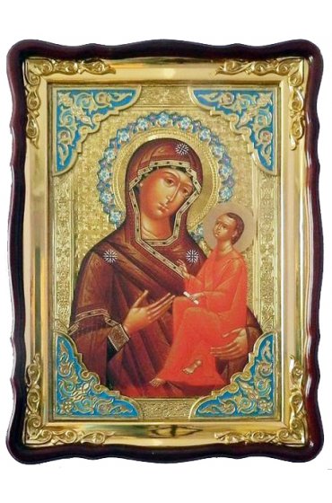Храмовая икона Божья Матерь Тихвинская в фигурном киоте 60 Х 80 см, арт ХБИ-335