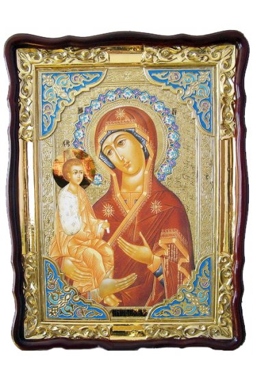 Храмовая икона Божья Матерь Троеручица в фигурном киоте 60 Х 80 см, арт ХБИ-339
