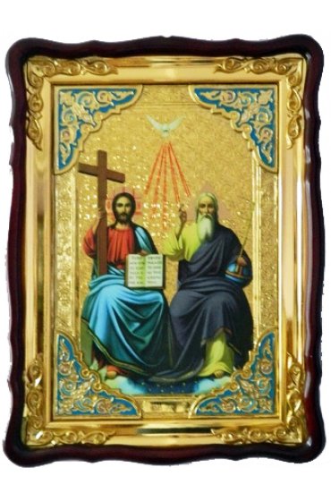 Храмовая икона Троица Новозаветная в фигурном киоте 60 Х 80 см, арт ХБИ-340
