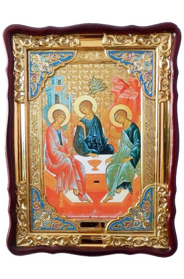 Храмовая икона Троица в фигурном киоте 60 Х 80 см, арт ХБИ-341
