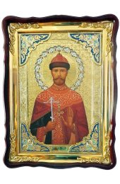 Храмовая икона Николай Романов Страстотерпец в фигурном киоте 60 Х 80 см, арт ХБИ-348