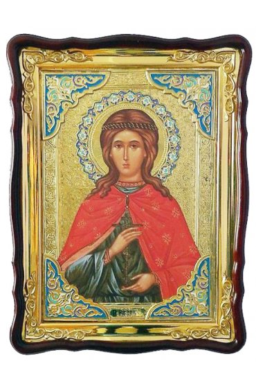 Храмовая икона Юлия Мученица в фигурном киоте 60 Х 80 см, арт ХБИ-357