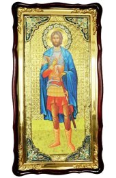 Храмовая икона Иоанн Воин ростовая и фигурном киоте 61 Х 112 см, арт ХБИ-382