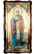 Храмовая икона Николай Чудотворец ростовая в фигурном киоте 61 Х 112 см, арт ХБИ-404