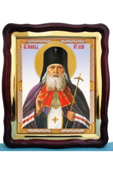 Храмовая икона Лука Крымский в фигурном киоте с багетом 43 Х 50 см, арт ХБИ-437