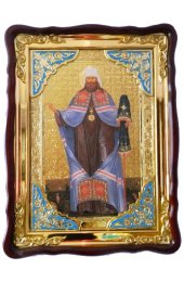 Храмовая икона Вениамин Петроградский в фигурном киоте 60 Х 80 см, арт ХБИ-442