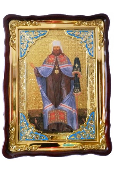 Храмовая икона Вениамин Петроградский в фигурном киоте 60 Х 80 см, арт ХБИ-442