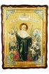 Храмовая икона Божья Матерь Всех скорбящих радость с грошиками в фигурном киоте 60 Х 80 см, арт ХБИ-444