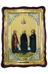 Храмовая икона Зосима Савватий Герман Соловецкие в фигурном киоте 60 Х 80 см, арт ХБИ-446